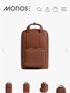 Monos Metro Backpack for Travel in Mahogany Vegan Leather